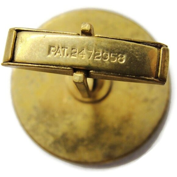 Vintage Cufflinks Enamel Woman Face Round Gold Tone Signed Pat Pend Black Hair - Picture 3 of 8